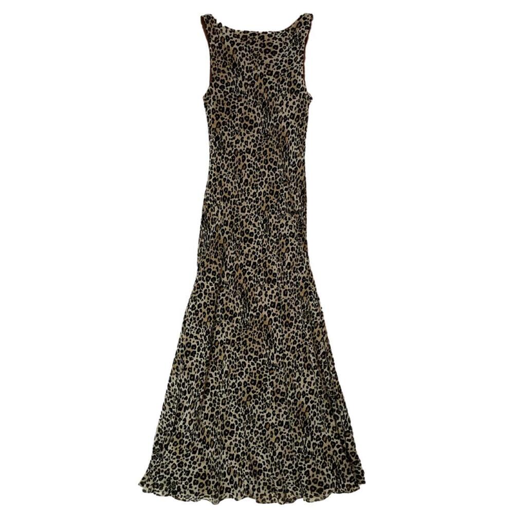 100% SILK 90'S MAXI MESH LEOPARD / CHEETAH PRINT DRESS